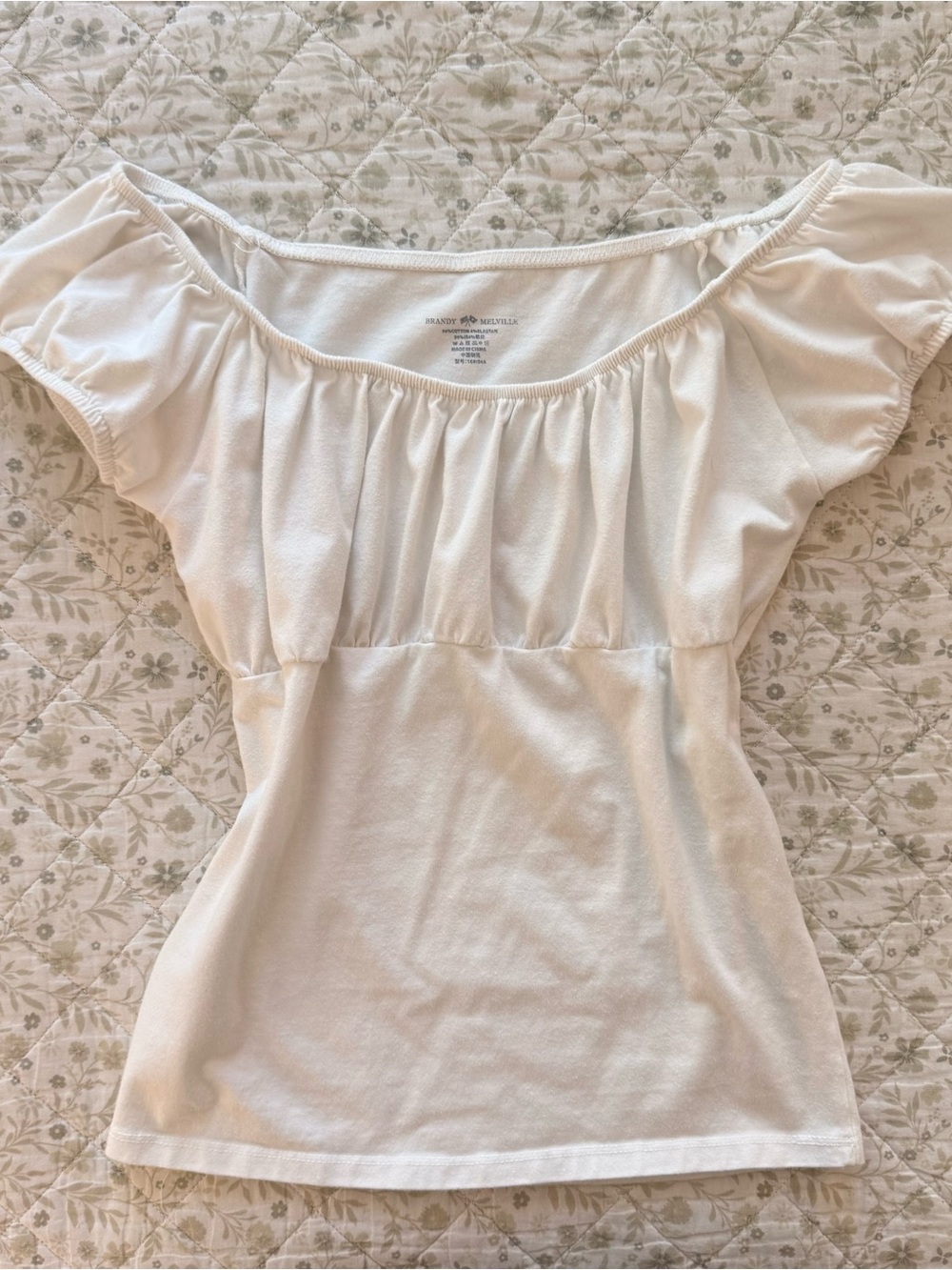 Brandy Melville white babydoll ruched top